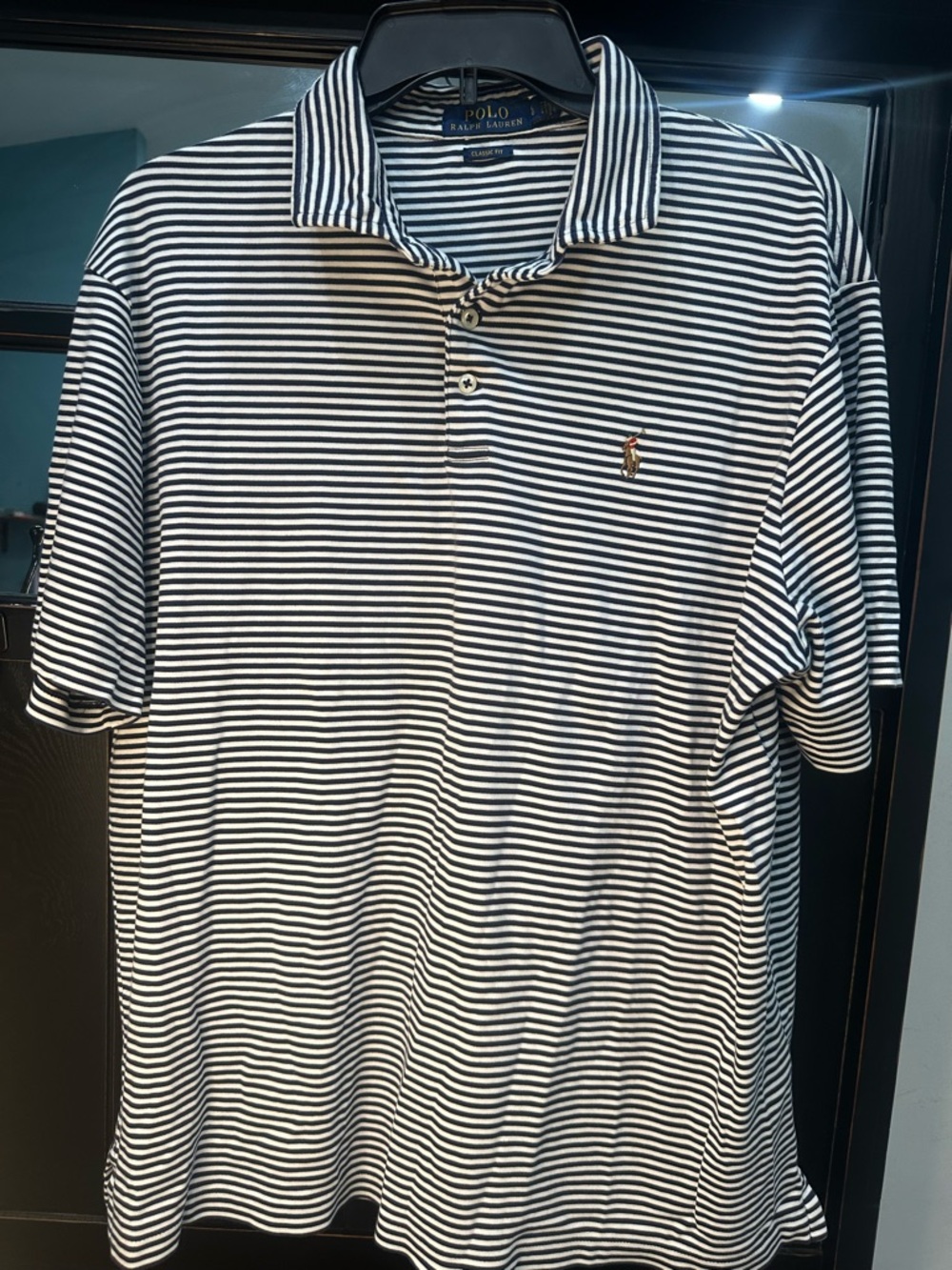 Polo by Ralph Lauren White and Navy Striped Polo Shirt